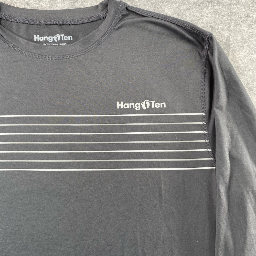 Hang Ten Mens Gray/White‎ Striped UV Protection Performance LS T-Shirt Size XL - Picture 3 of 10